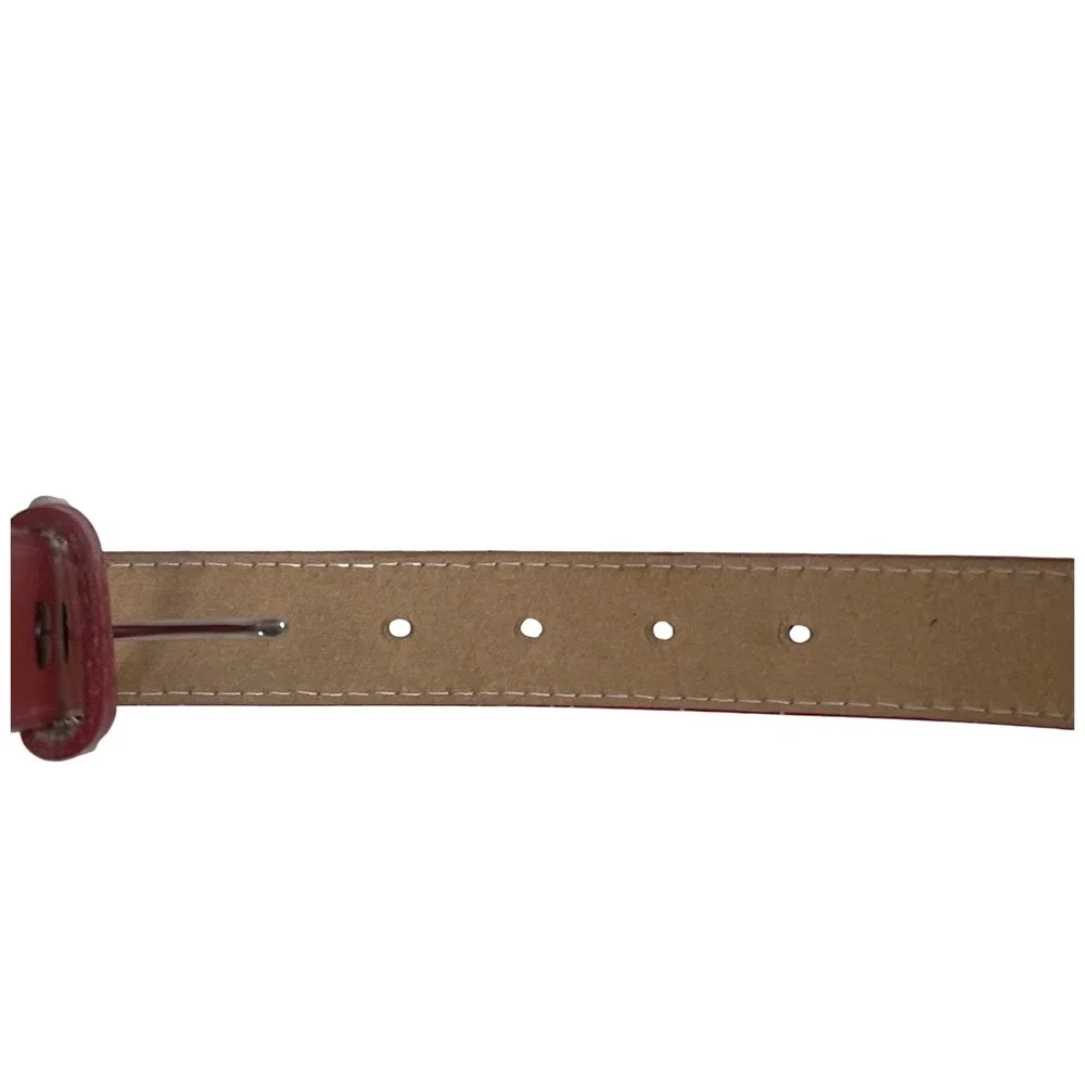 Tony Lama Red Leather Western‎ Belt Womens 26 Silver Buckle USA Made